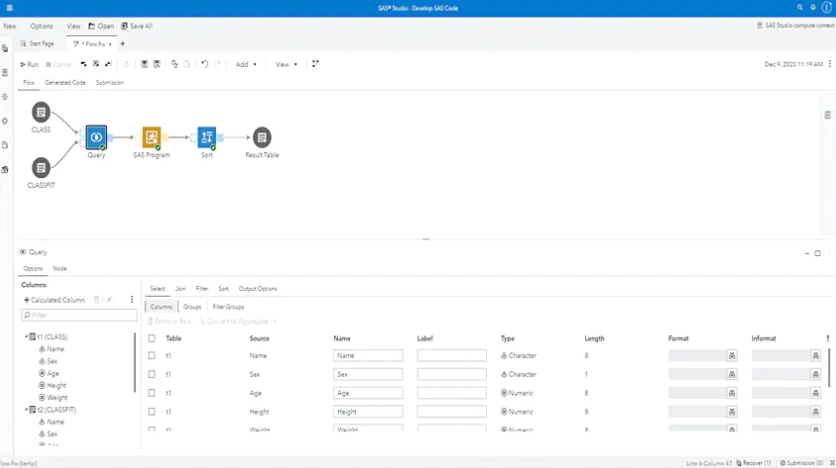 screenshot of SAS Studio